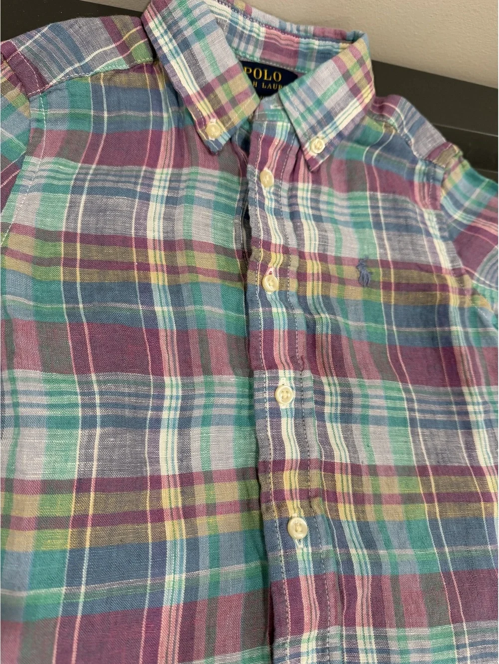 Polo Ralph Lauren Boys 4/4T Multicolor Plaid Button-Down Shirt Cotton Preowned